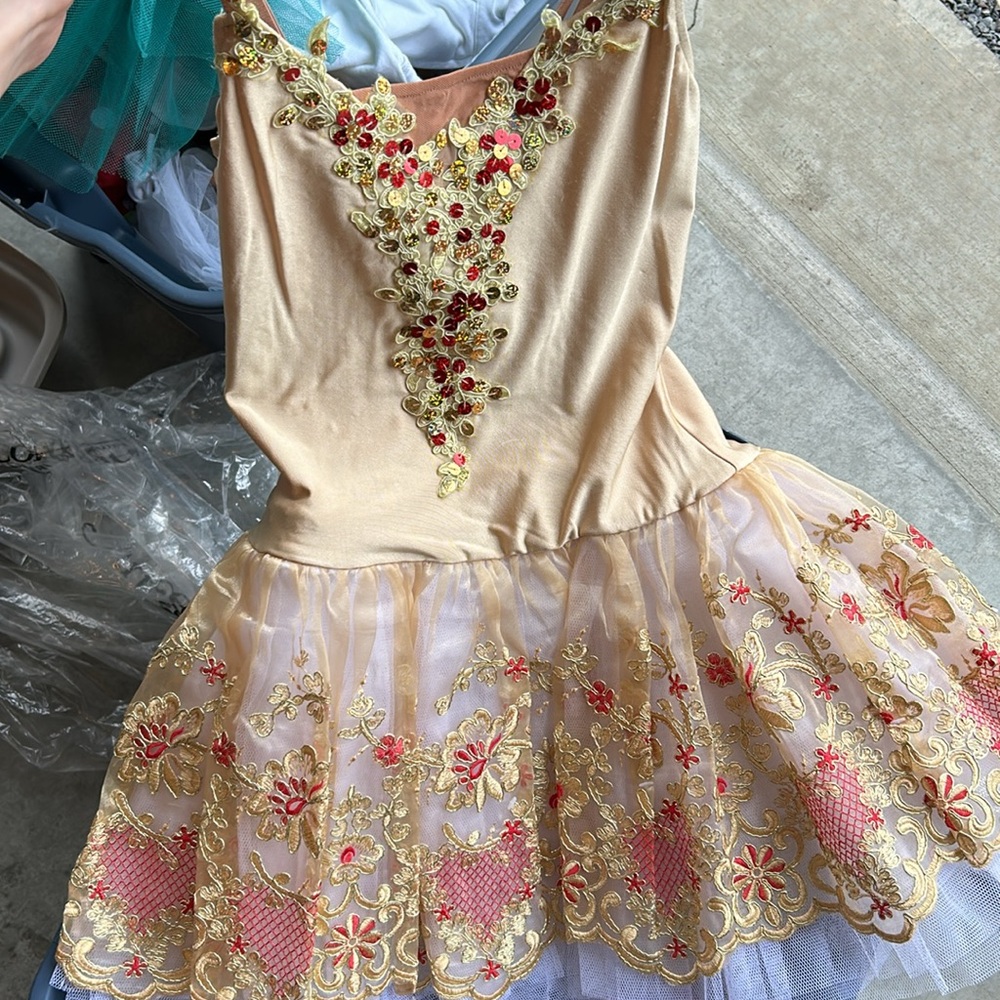 Embellished Tan and red ballet costume